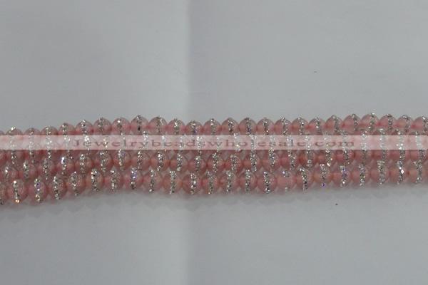 CCN4605 15.5 inches 6mm round candy jade with rhinestone beads