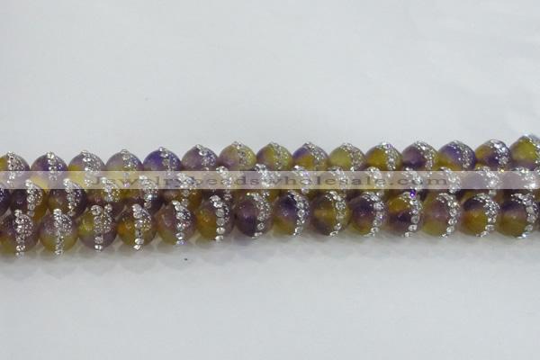 CCN4627 15.5 inches 10mm round candy jade with rhinestone beads