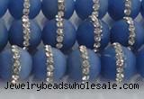 CCN4641 15.5 inches 8mm round matte candy jade with rhinestone beads