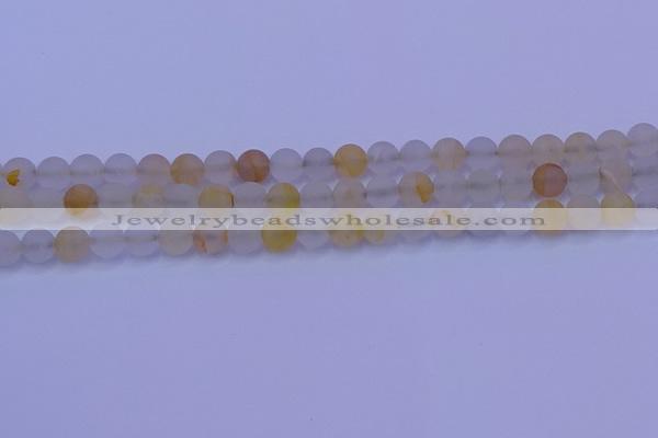 CCR371 15.5 inches 6mm round matte citrine beads wholesale