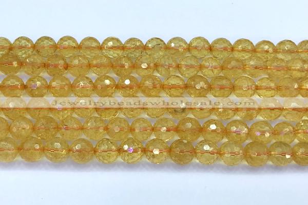 CCR386 15 inches 8mm faceted round citrine beads wholesale