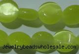 CCT494 15 inches 8mm flat round cats eye beads wholesale