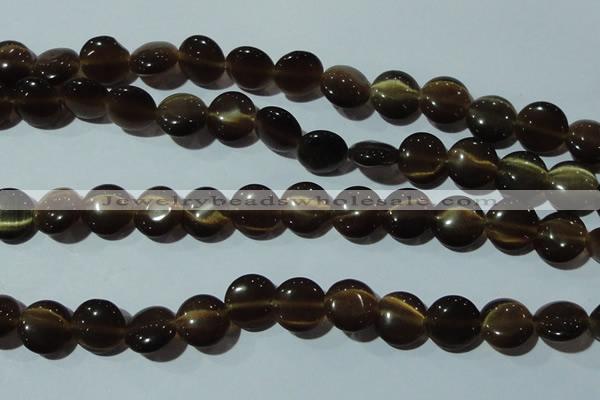CCT527 15 inches 10mm flat round cats eye beads wholesale