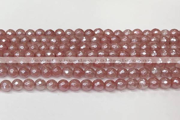 CCY665 15 inches 6mm faceted round AB-color cherry quartz beads