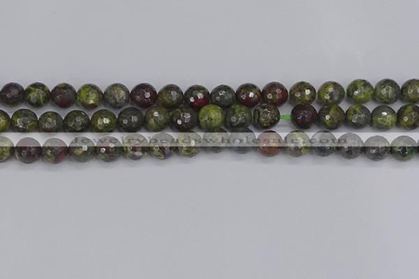 CDB323 15.5 inches 10mm faceted round dragon blood jasper beads