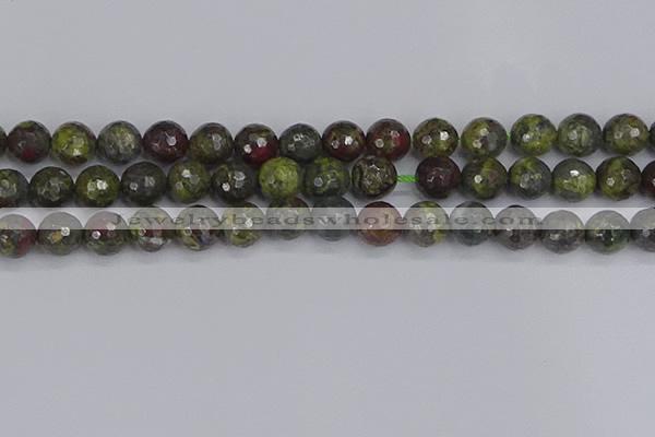 CDB324 15.5 inches 12mm faceted round dragon blood jasper beads