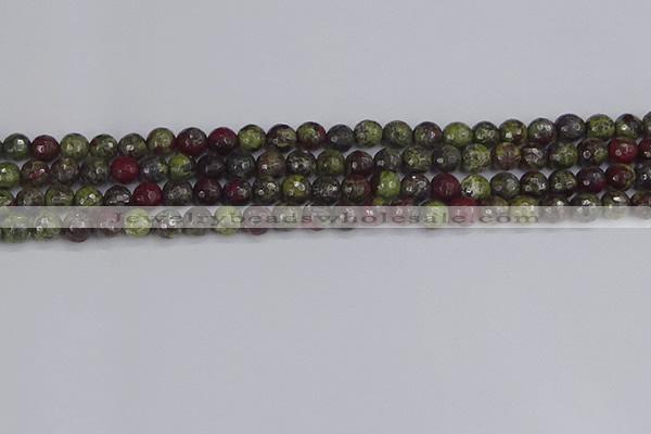 CDB329 15.5 inches 6mm faceted round A grade dragon blood jasper beads
