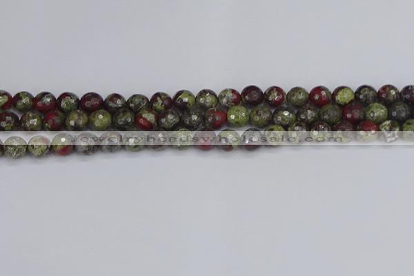 CDB330 15.5 inches 8mm faceted round A grade dragon blood jasper beads