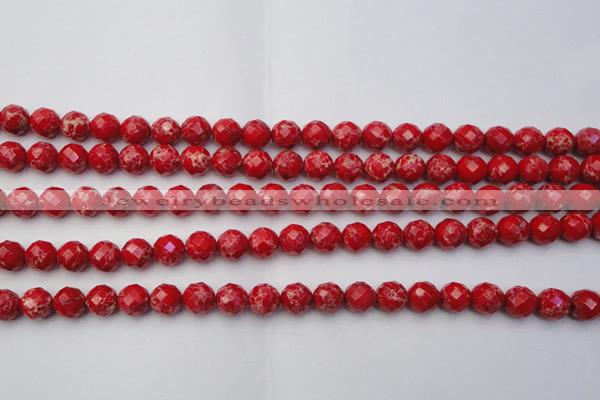 CDE2120 15.5 inches 6mm faceted round dyed sea sediment jasper beads