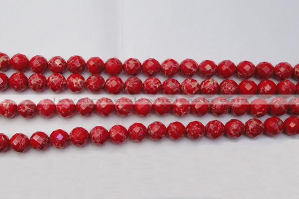 CDE2123 15.5 inches 12mm faceted round dyed sea sediment jasper beads