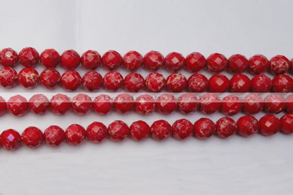 CDE2125 15.5 inches 16mm faceted round dyed sea sediment jasper beads