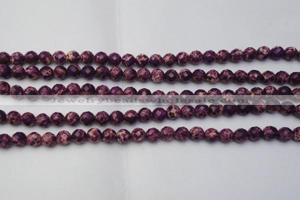 CDE2140 15.5 inches 6mm faceted round dyed sea sediment jasper beads