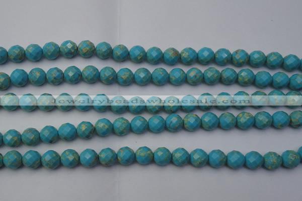 CDE2153 15.5 inches 12mm faceted round dyed sea sediment jasper beads