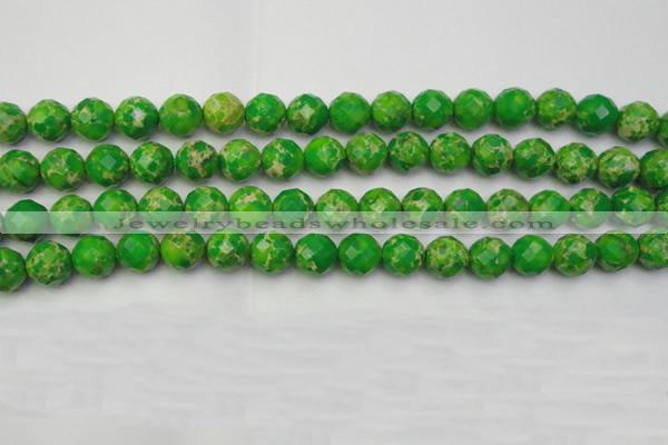 CDE2192 15.5 inches 10mm faceted round dyed sea sediment jasper beads