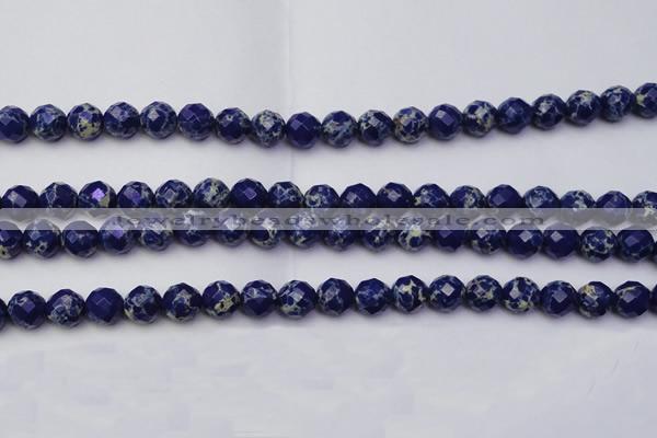 CDE2213 15.5 inches 12mm faceted round dyed sea sediment jasper beads