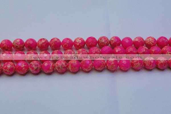 CDE2507 15.5 inches 14mm faceted round dyed sea sediment jasper beads