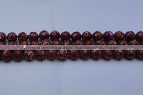 CDE2529 15.5 inches 16mm faceted round dyed sea sediment jasper beads