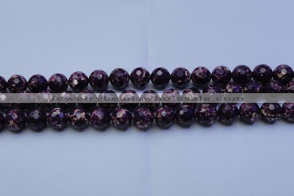 CDE2535 15.5 inches 14mm faceted round dyed sea sediment jasper beads