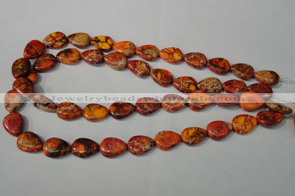 CDE754 15.5 inches 13*18mm flat teardrop dyed sea sediment jasper beads