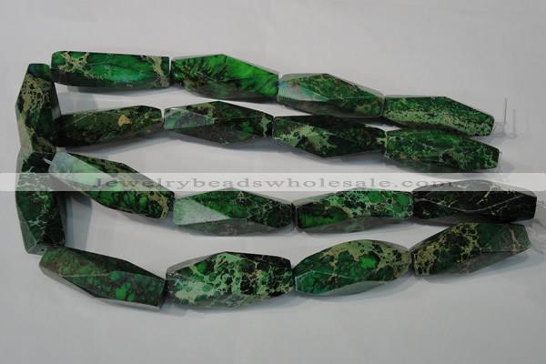 CDE965 15.5 inches 15*45mm faceted rice dyed sea sediment jasper beads