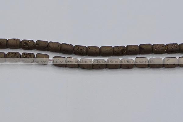 CDQ610 8 inches 6*8mm drum druzy quartz beads wholesale