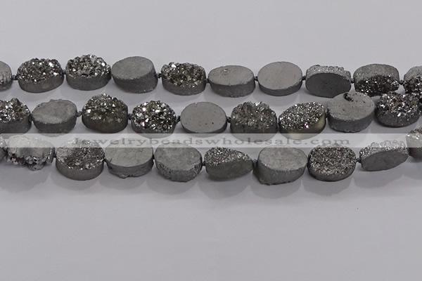 CDQ711 8 inches 13*18mm oval druzy quartz beads wholesale