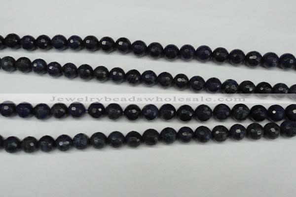 CDU112 15.5 inches 8mm faceted round blue dumortierite beads