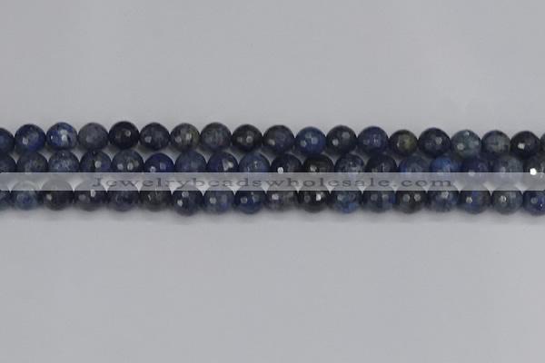 CDU317 15.5 inches 8mm faceted round blue dumortierite beads