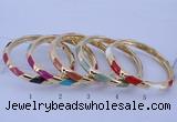 CEB28 5pcs 7mm width gold plated alloy with enamel bangles