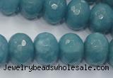 CEQ37 15.5 inches 12*16mm faceted rondelle blue sponge quartz beads