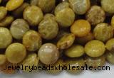 CFA40 15.5 inches 10mm flat round yellow chrysanthemum agate beads