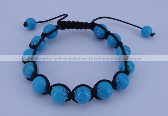 CFB511 10mm round turquoise beads adjustable bracelet wholesale