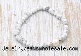 CFB700 faceted rondelle white howlite & potato white freshwater pearl stretchy bracelet