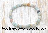 CFB706 faceted rondelle amazonite & potato white freshwater pearl stretchy bracelet
