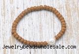 CFB739 faceted rondelle wooden jasper & potato white freshwater pearl stretchy bracelet