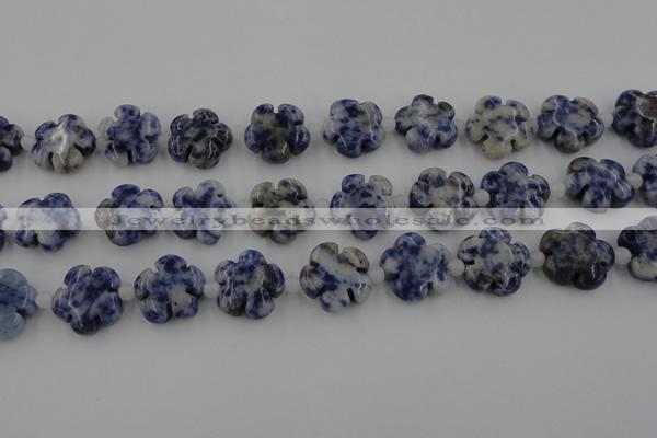 CFG1024 15.5 inches 16mm carved flower sodalite gemstone beads