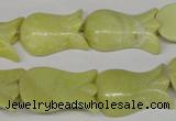 CFG241 15.5 inches 15*25mm carved flower lemon jade gemstone beads