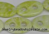 CFG308 15.5 inches 20*30mm carved oval lemon jade gemstone beads