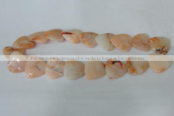 CFG536 15.5 inches 25*25mm carved triangle bamboo leaf agate beads