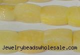 CFG547 15.5 inches 15*20mm carved brick yellow jade beads