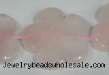 CFG653 15.5 inches 30mm carved flower rose quartz beads