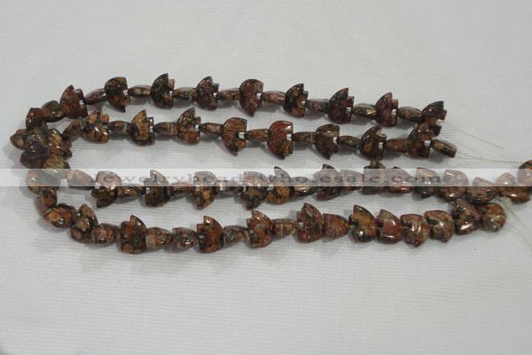 CFG776 15.5 inches 10*15mm carved animal leopard jasper beads
