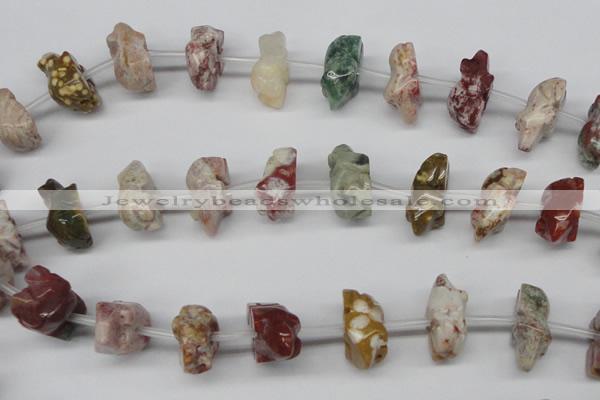 CFG864 Top-drilled 12*18mm carved animal mixed gemstone beads