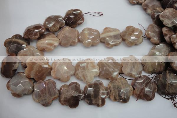 CFG931 15.5 inches 32*33mm faceted & carved flower moonstone beads