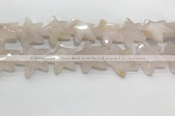CFG983 15.5 inches 33*33mm carved star rose quartz beads