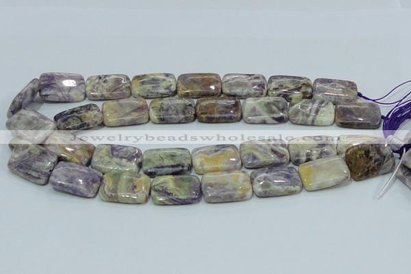 CFJ08 15.5 inches 18*25mm rectangle natural purple flower stone beads