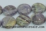 CFJ16 15.5 inches 16mm flat round natural purple flower stone beads