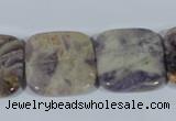 CFJ18 15.5 inches 25*25mm square natural purple flower stone beads