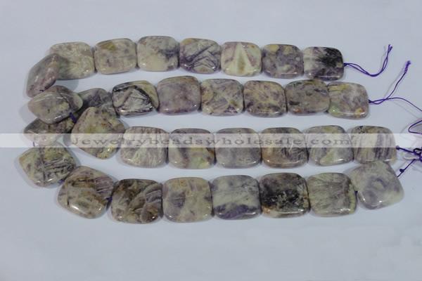 CFJ19 15.5 inches 30*30mm square natural purple flower stone beads