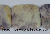 CFJ20 15.5 inches 35*35mm square natural purple flower stone beads